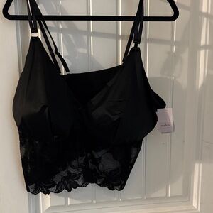 Auden Black Satin and Lace Bralette